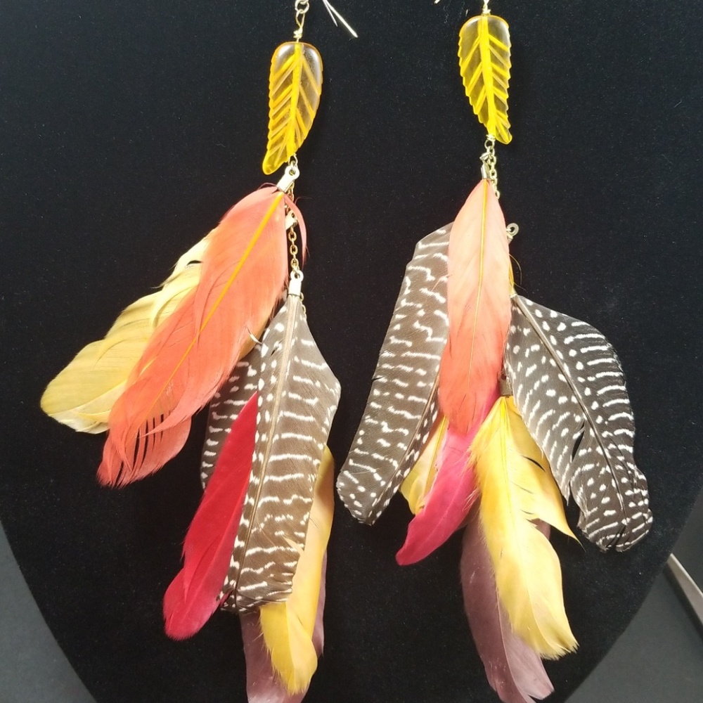 Handmade feather earrings